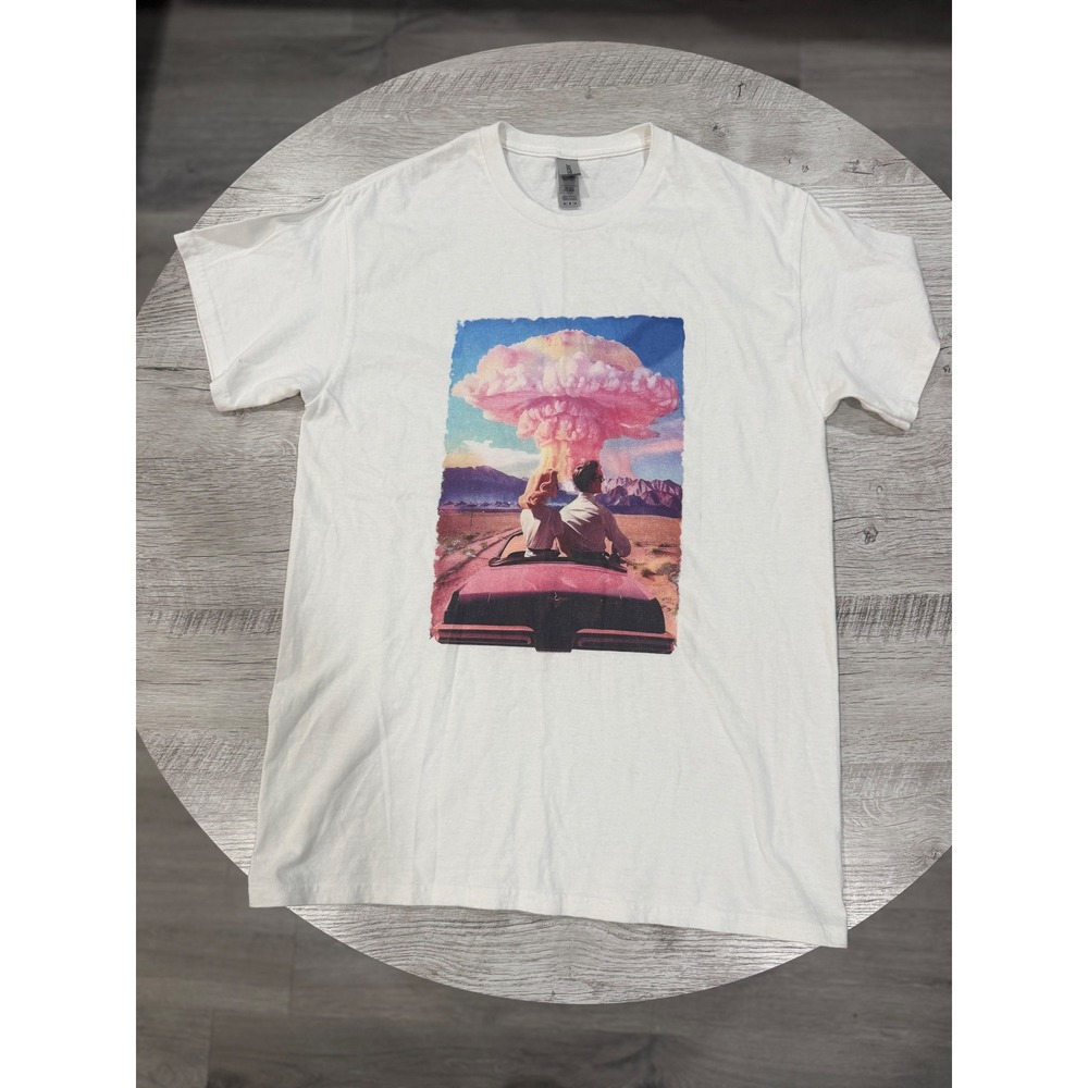 retro aesthetic graphic tee pink mushroom cloud vintage vibe unisex Sz M - Picture 2 of 5